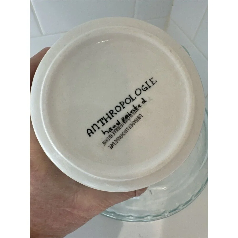 ANTHROPOLOGIE COFFEE TEA CUP MUG GREEN WITH LETTER F 12 OZ